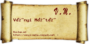 Ványi Máté névjegykártya