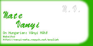 mate vanyi business card